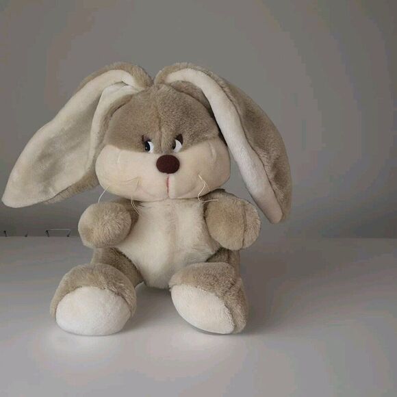 14" vintage Korea Yangjee GRAY TAN WHITE BUNNY RABBIT plush stuffed - Picture 2 of 9